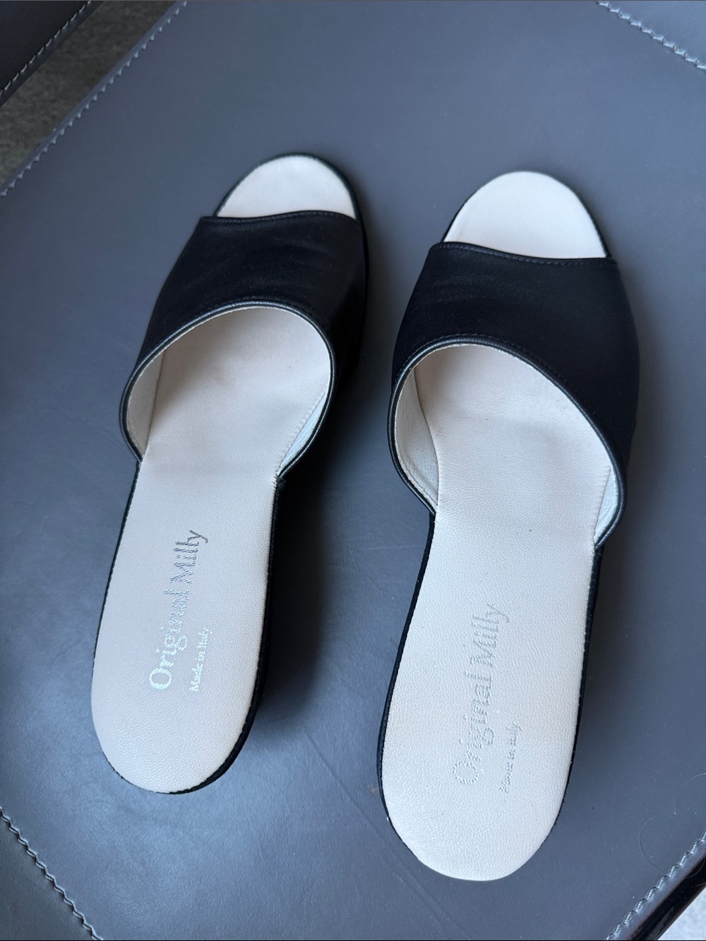Milly Black Open-Toe Slide Mules